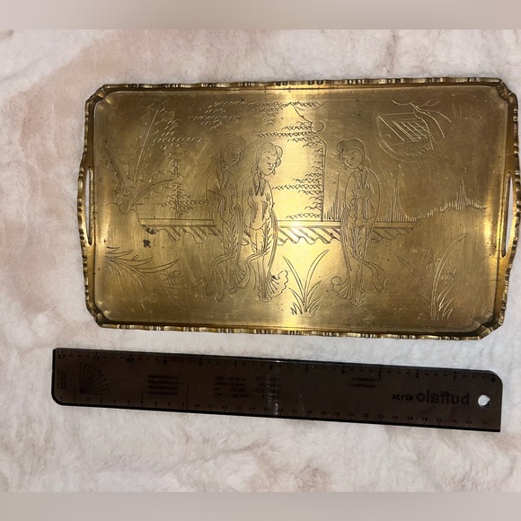 Vintage Brass Engraved Chinese Tray - Picture 6 of 13
